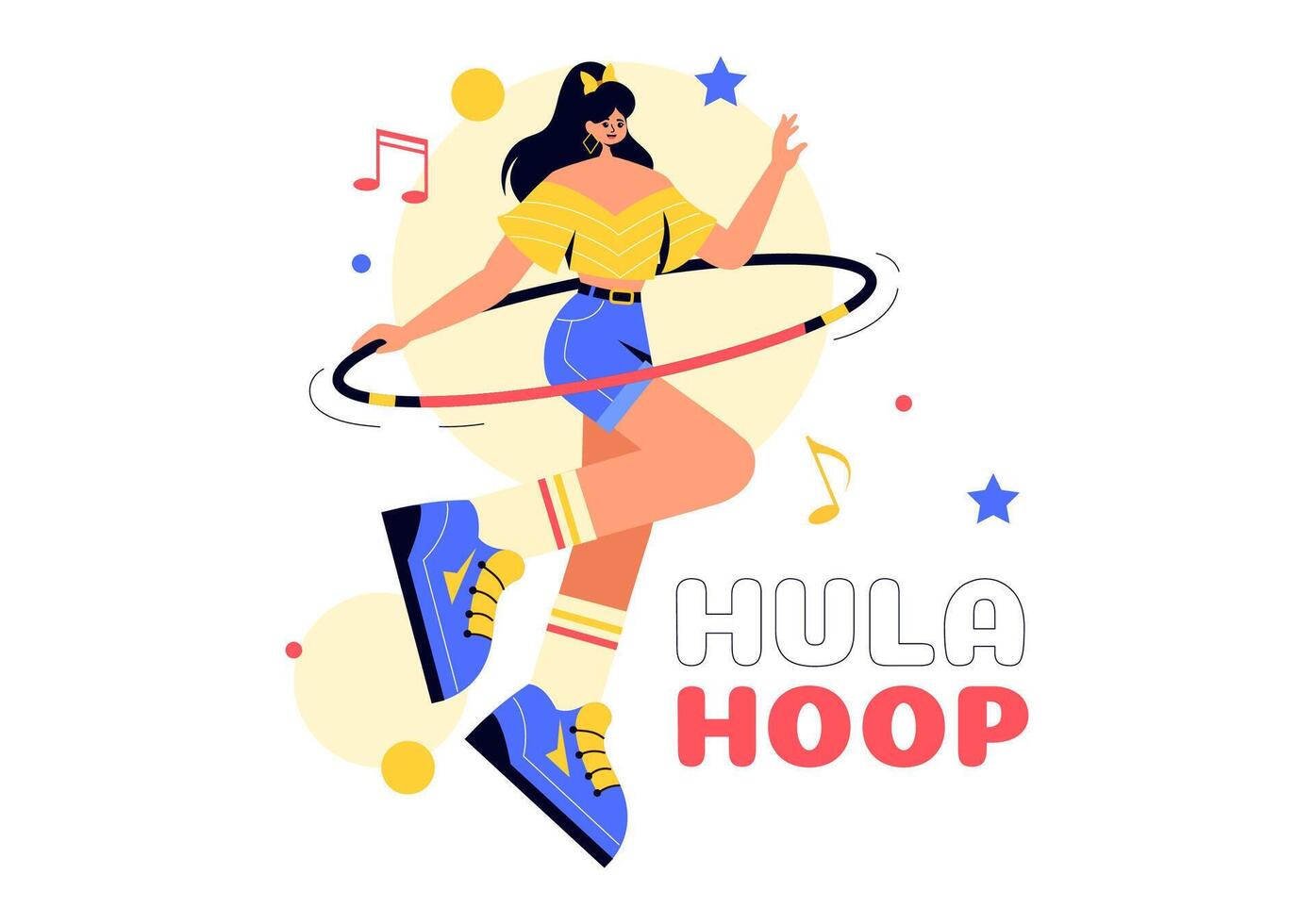 Hula Hoop Illustration with People Exercising and Playing Hula Hoops, Engaged in Fitness Training Activities in a Flat Style Cartoon Background vector
