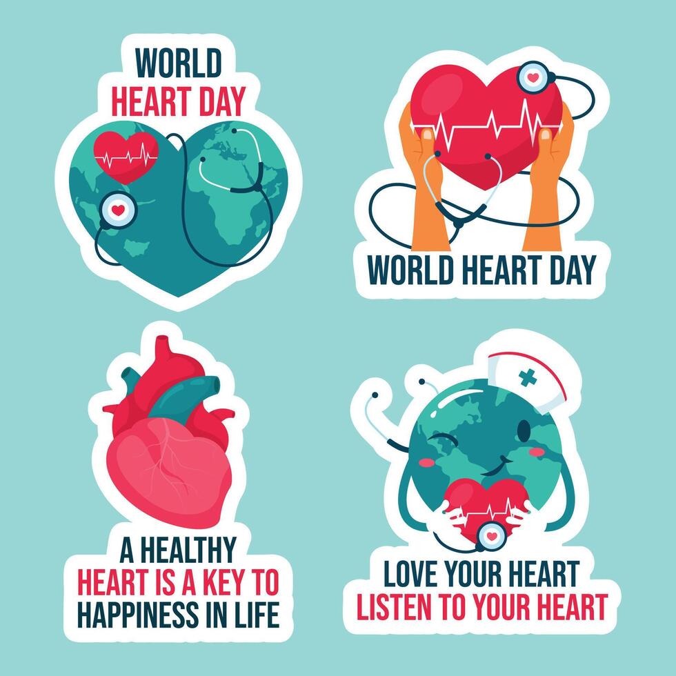 Heart Day Label Flat Cartoon Hand Drawn Templates Background Illustration vector
