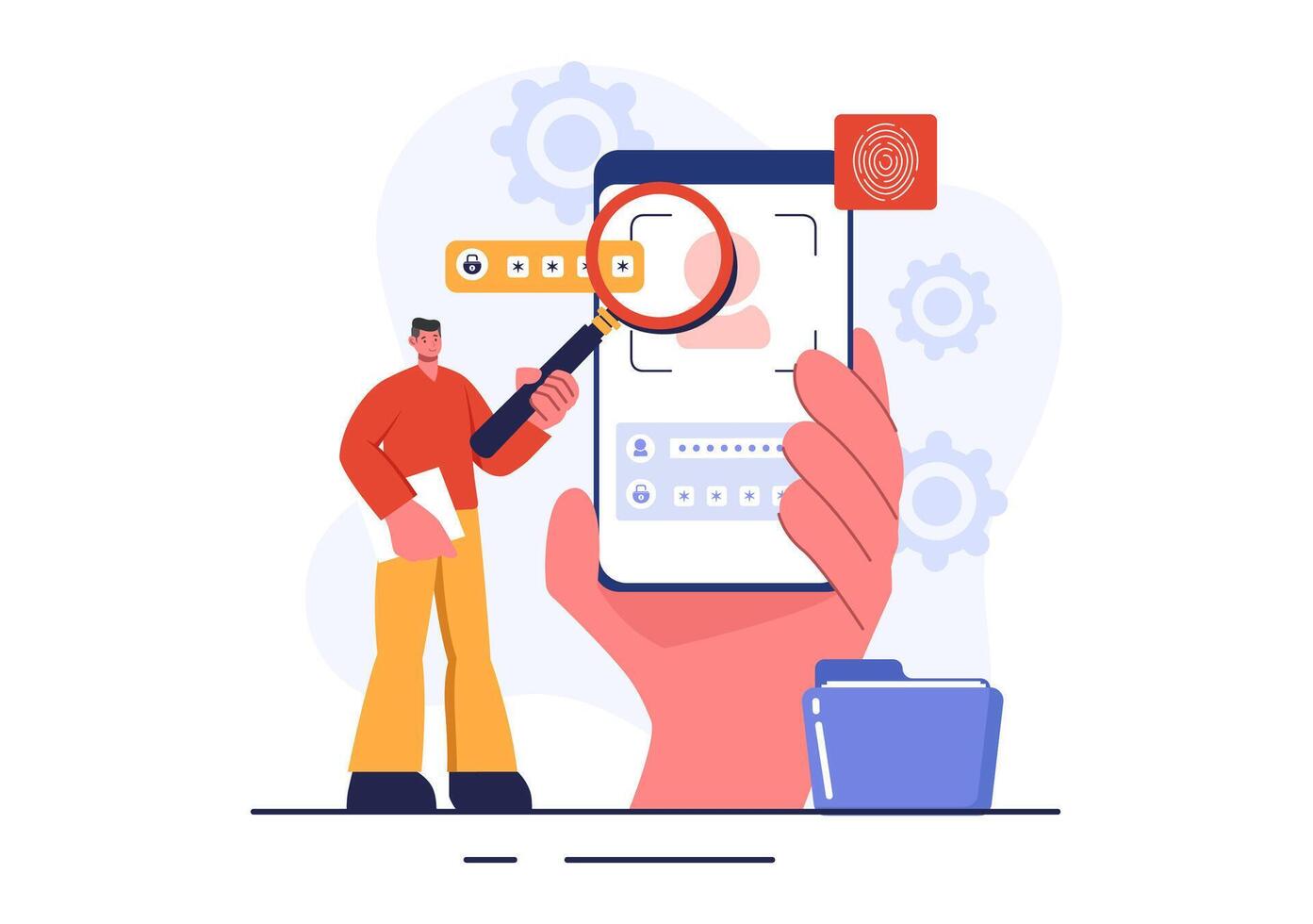 Identification Illustration of an Identity Card with Photo, Document, and Information in a Face ID System on a Flat Style Cartoon Background vector