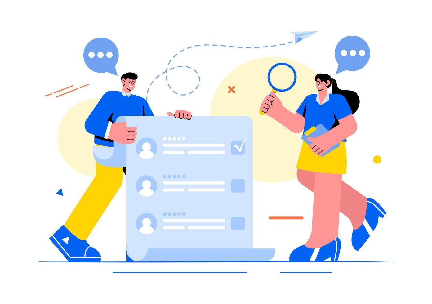 Call Center Agent Illustration of Customer Service or Hotline Operator with Headsets or Computers in a Flat Style Cartoon Background vector