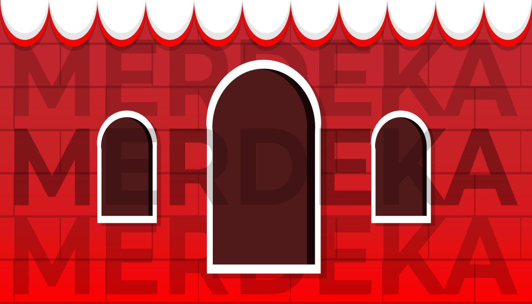 Red and curtain home background. Social media banner greeting dirgahayu Indonesia merdeka indenpendence day vector