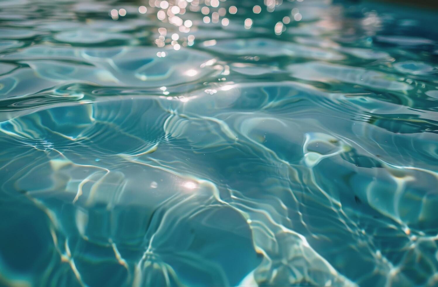 Closeup View of Rippling Blue Water in a Swimming Pool on a Sunny Day photo