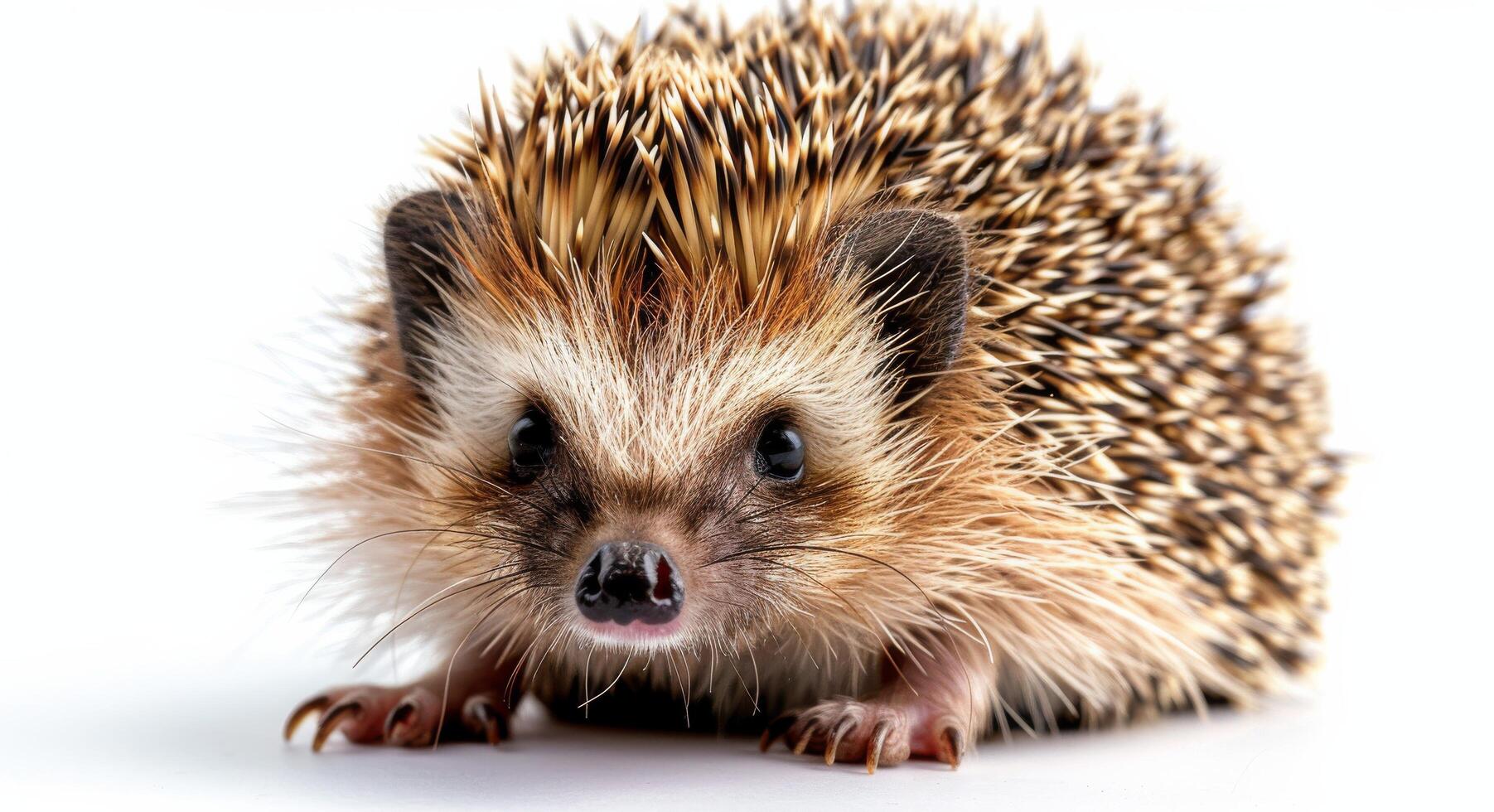 A Close-Up View of a Small Brown and White Hedgehog photo