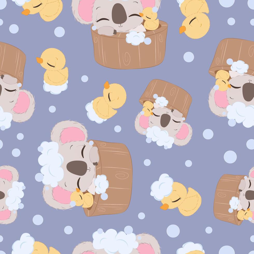 Cute baby animals seamless pattern vector
