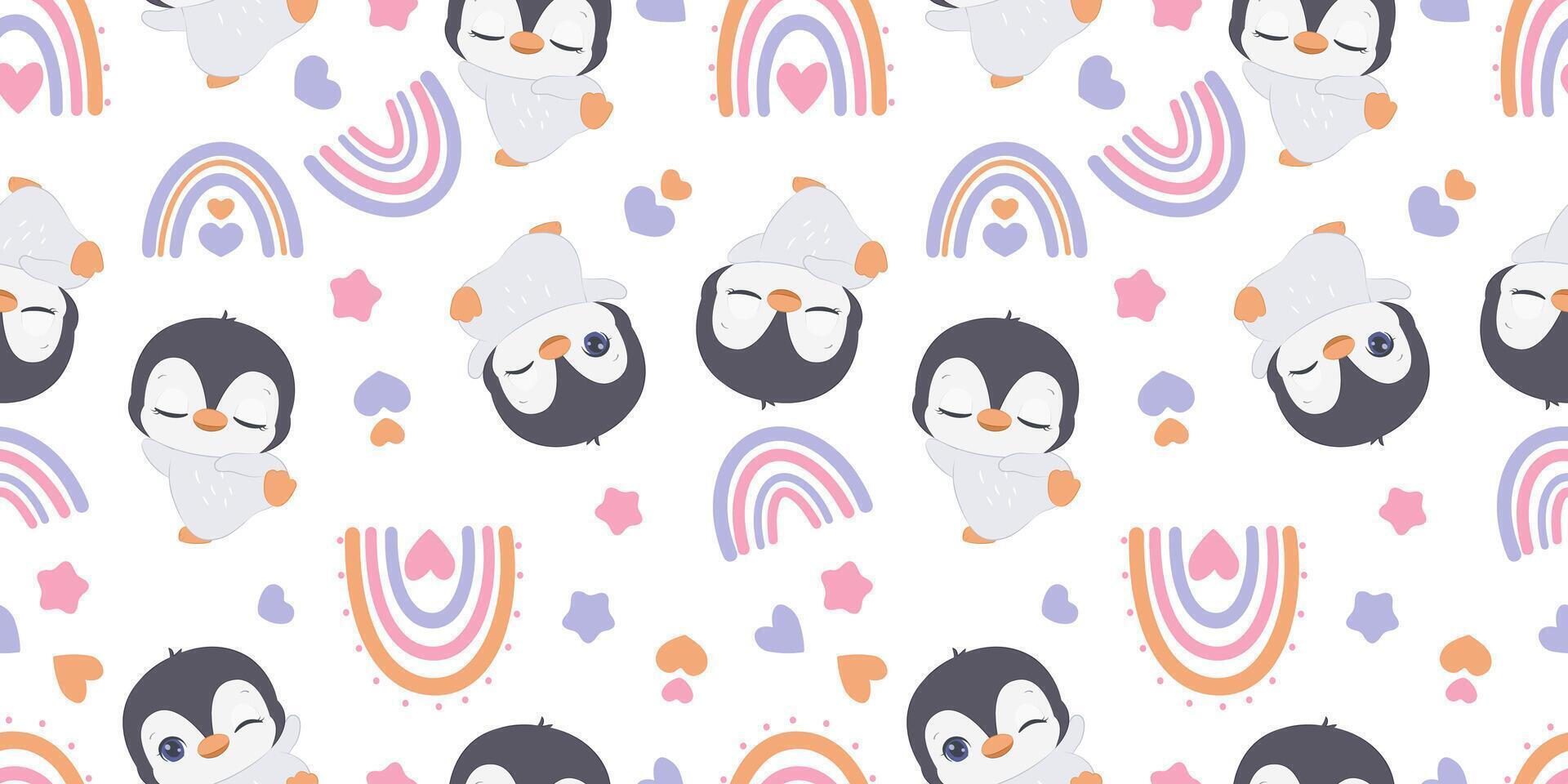 Cute baby animals seamless pattern vector