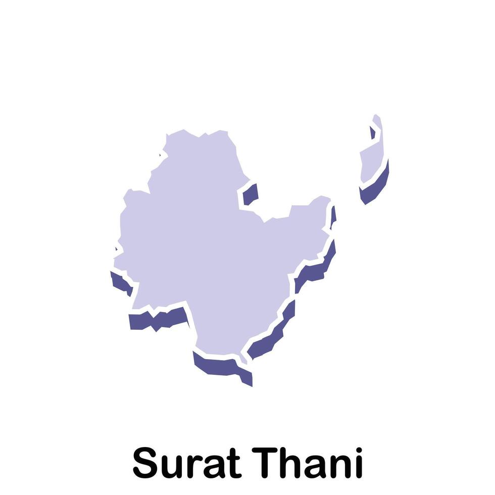 map of Surat Thani City Flat element design, on white background vector