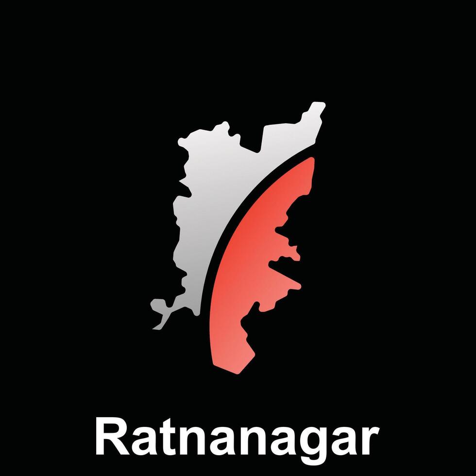 Map City of Ratnanagar World Map International template style, isolated on black background vector