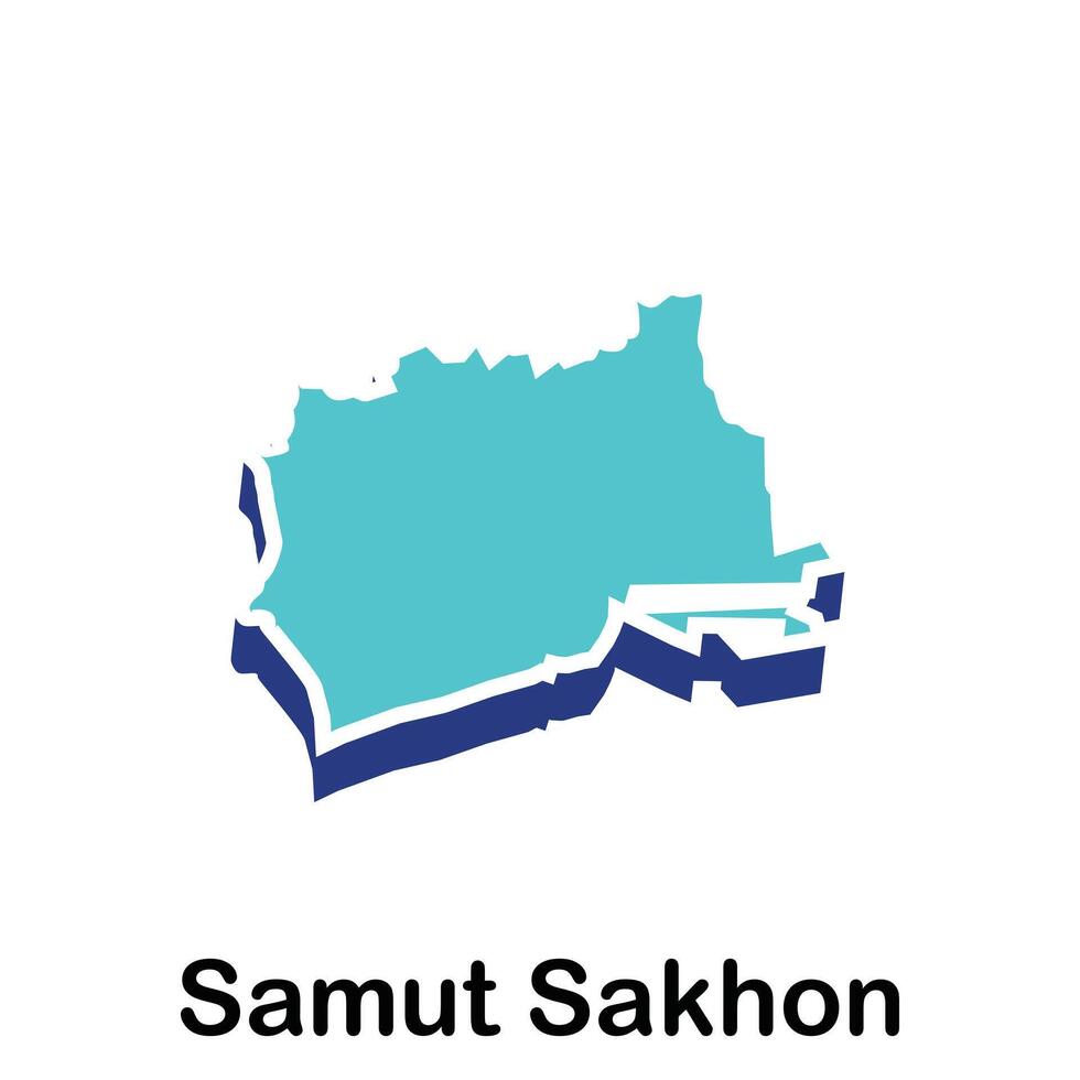 map of Samut Sakhon City Flat element design, on white background vector