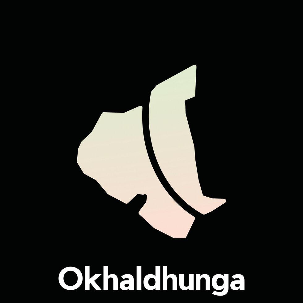 Map City of Okhaldhunga World Map International template style, isolated on black background vector
