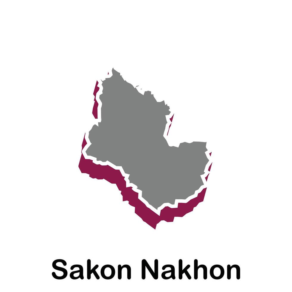 map of Sakon Nakhon City Flat element design, on white background vector