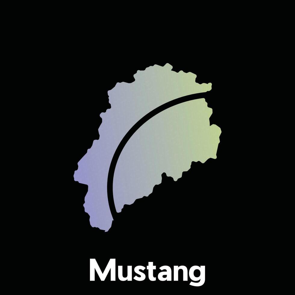 Map City of Mustang World Map International template style, isolated on black background vector