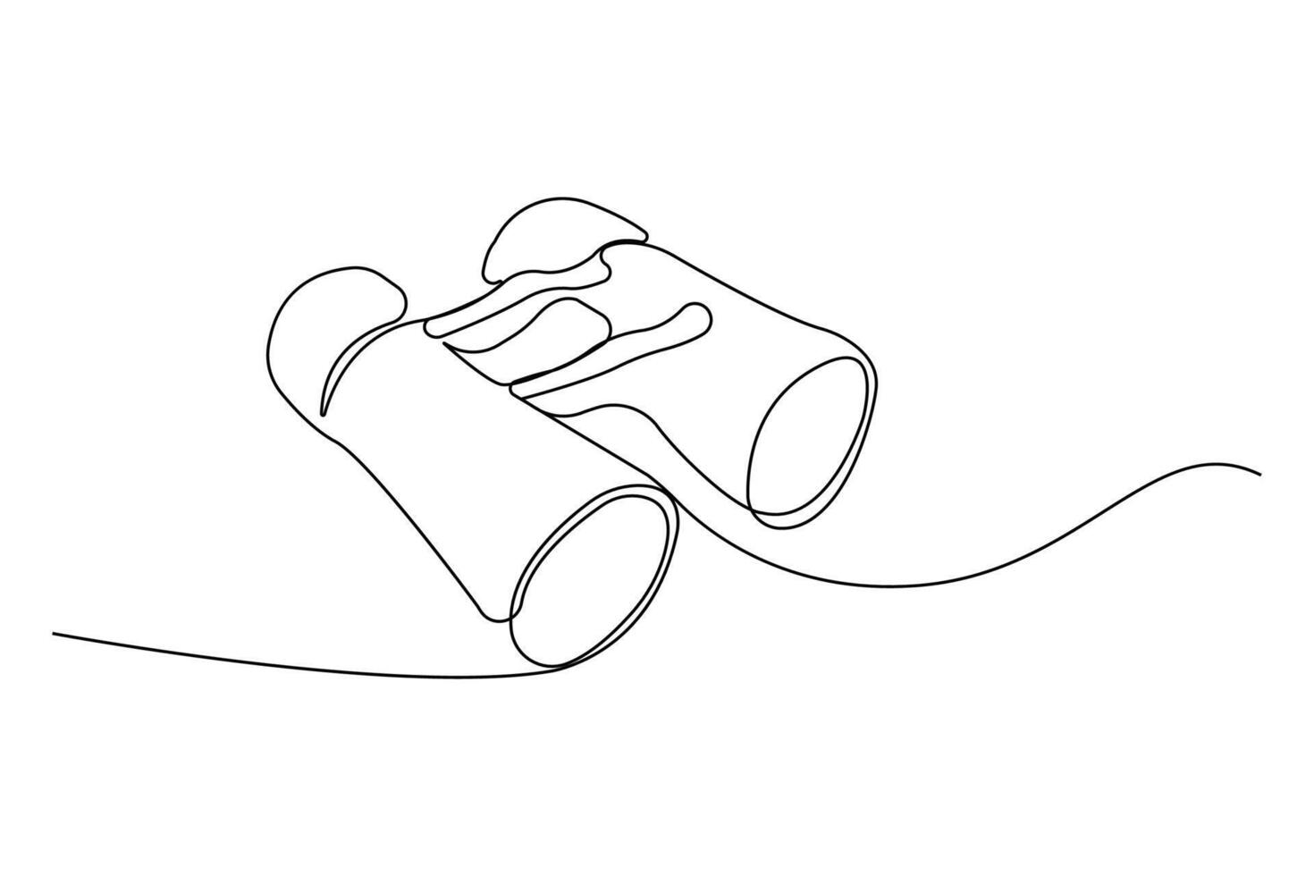 Simple binocular single line drawing. Binocular continuous outline vector