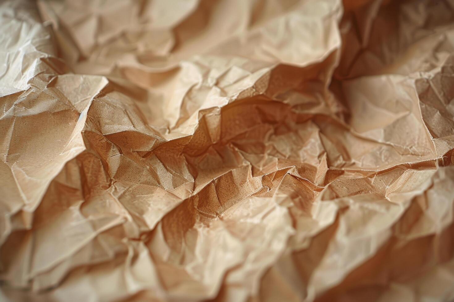 Close Up of Brown Paper Crumpled and Creased photo