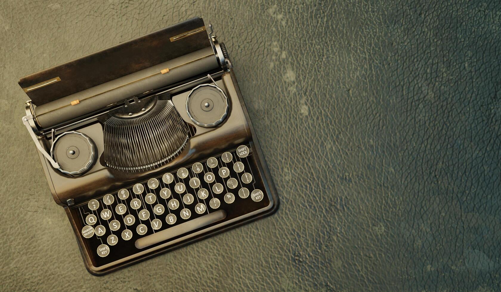 Typewriter, Typewriter Desk, Old Desk, 3D Illustration photo