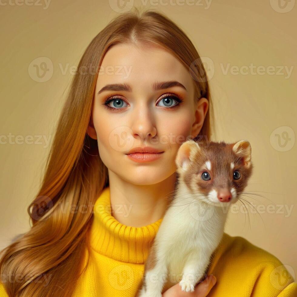 Portrait of a beautiful girl with blond hair and freckles photo