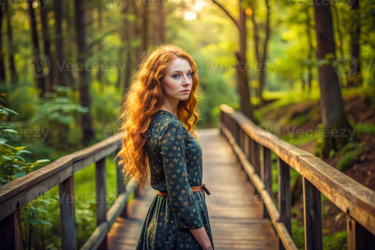 Portrait of a beautiful girl with blond hair and freckles photo