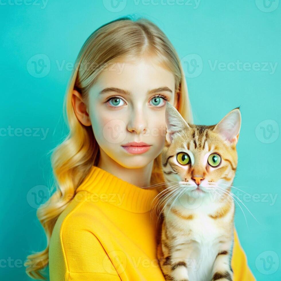 Portrait of a beautiful girl with blond hair and freckles photo