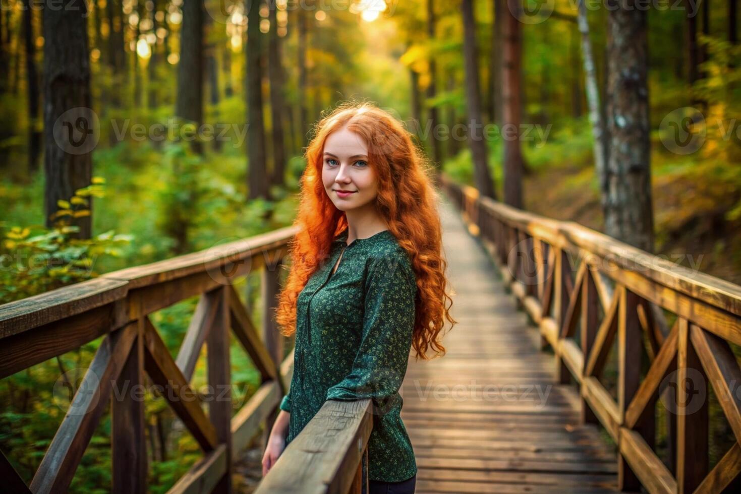 Portrait of a beautiful girl with blond hair and freckles photo