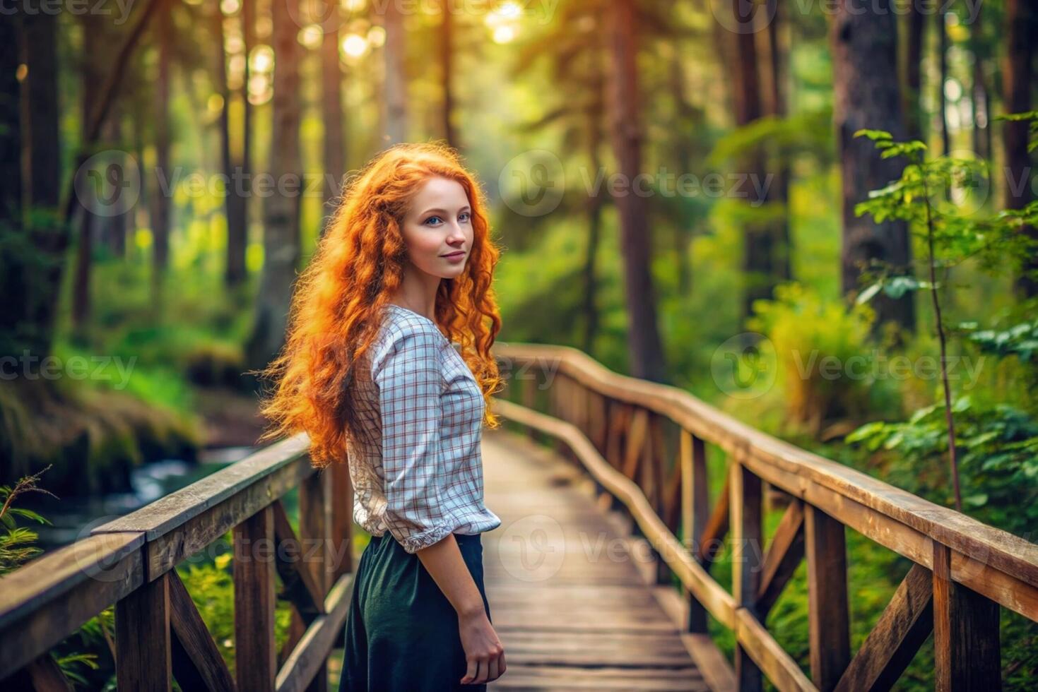 Portrait of a beautiful girl with blond hair and freckles photo