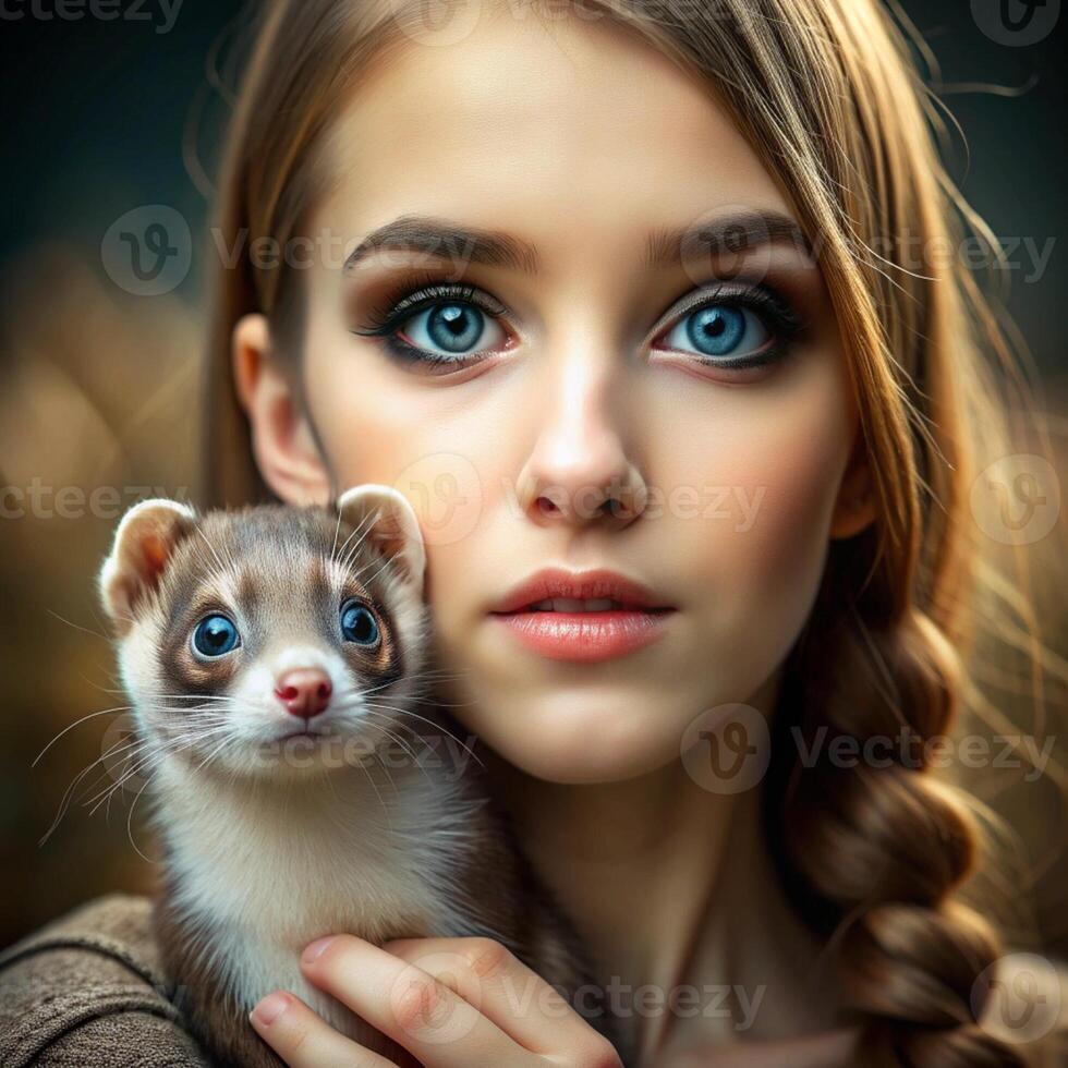 Portrait of a beautiful girl with blond hair and freckles photo