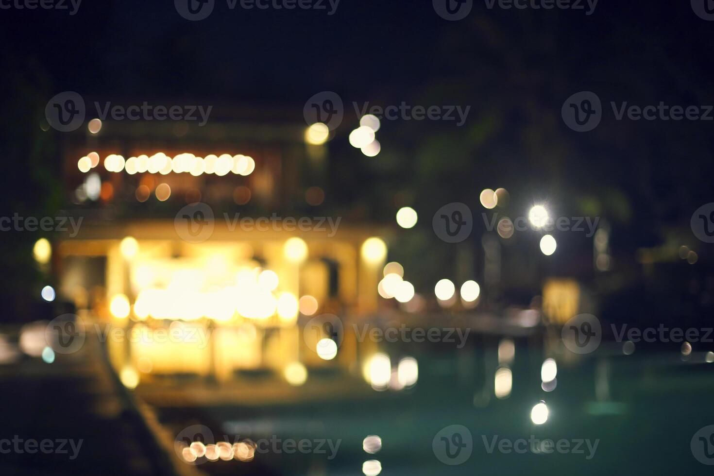 Abstract blurred bokeh lights of city photo