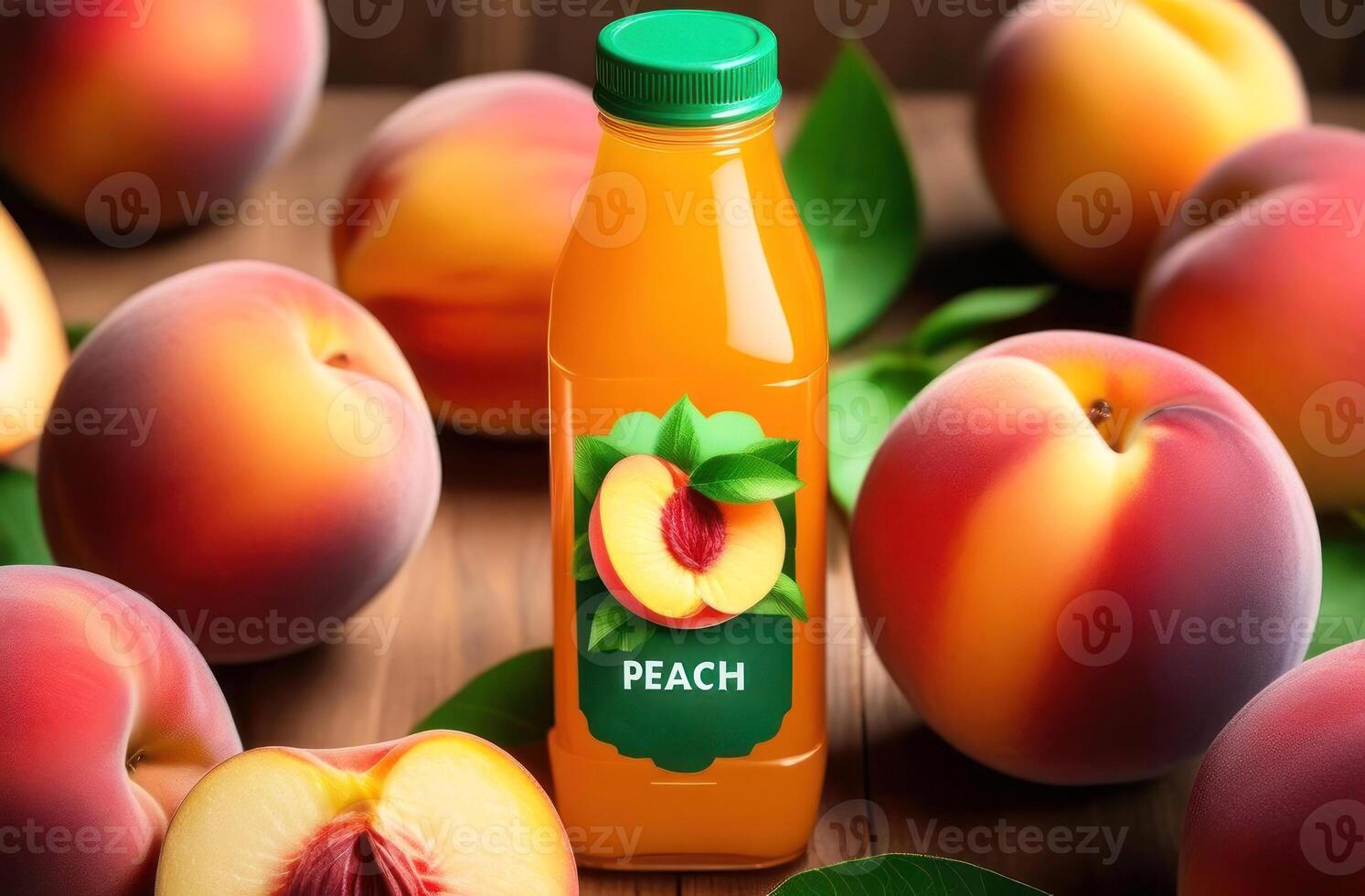 Indulge in the juicy goodness of fresh peaches with this vibrant peach juice image photo