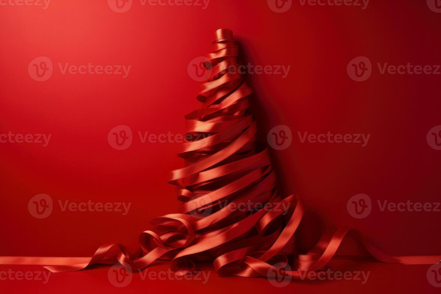 he ribbon is wound into a spiral, creating the shape of a tree, holiday spirit photo
