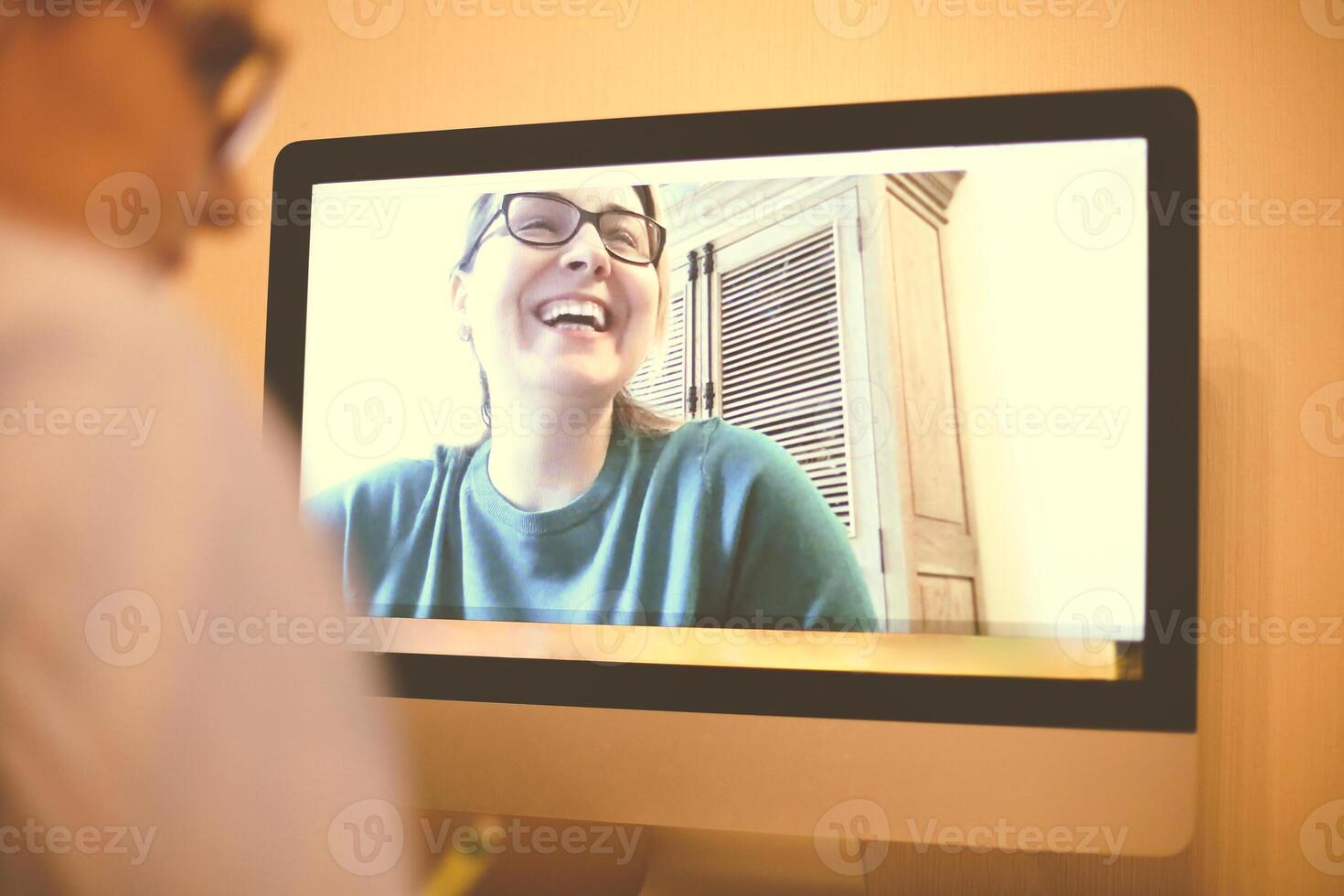 Women talking on chat during coronavirus photo