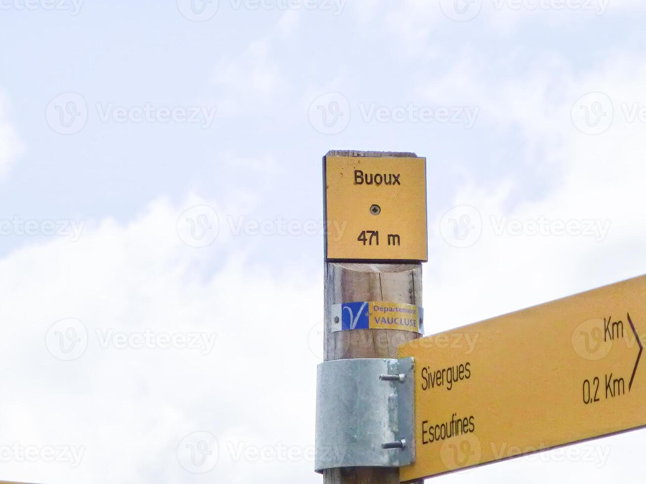 hiking sign in buoux, france photo