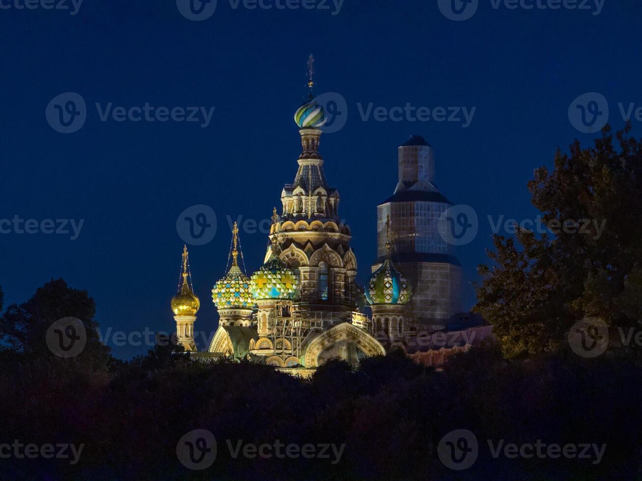 Nighttime View of the Church of the Savior on Spilled Blood, St. Petersburg photo