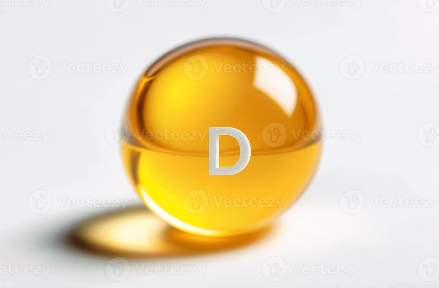 text D in white color on yellow sphere photo