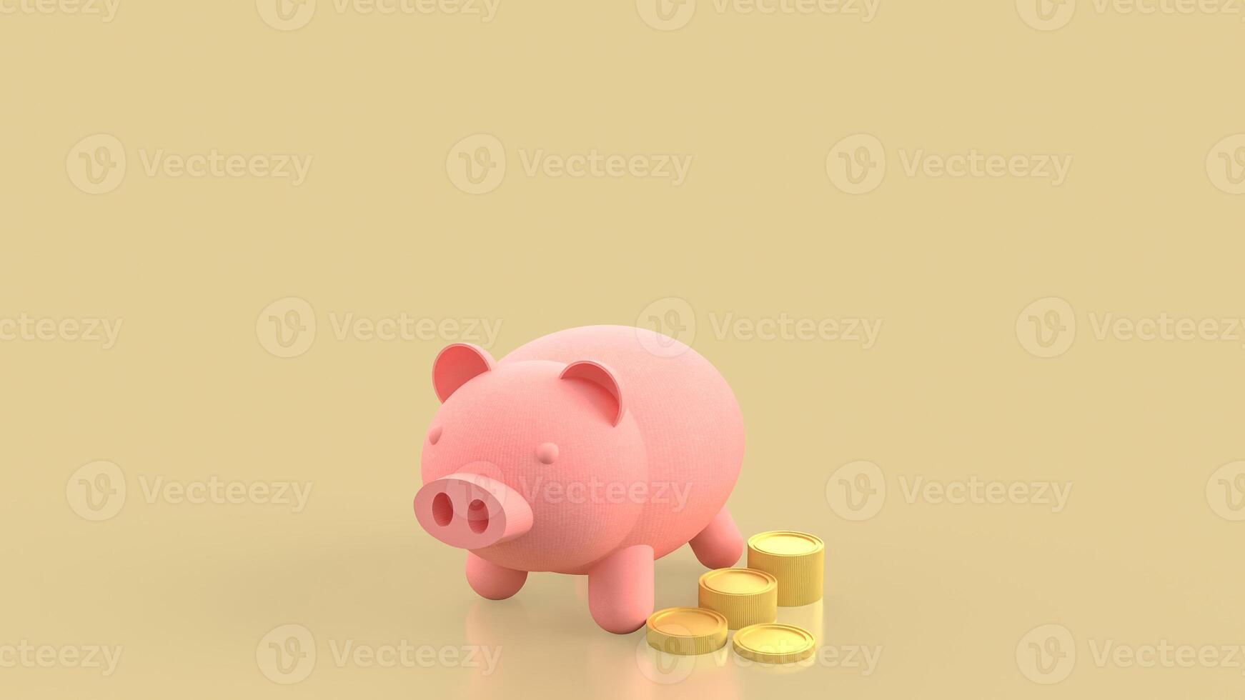 The piggy bank and coins for saving or earn concept 3d rendering. photo