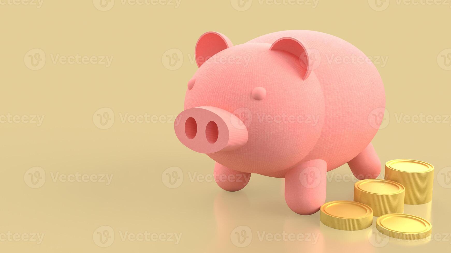 The piggy bank and coins for saving or earn concept 3d rendering. photo