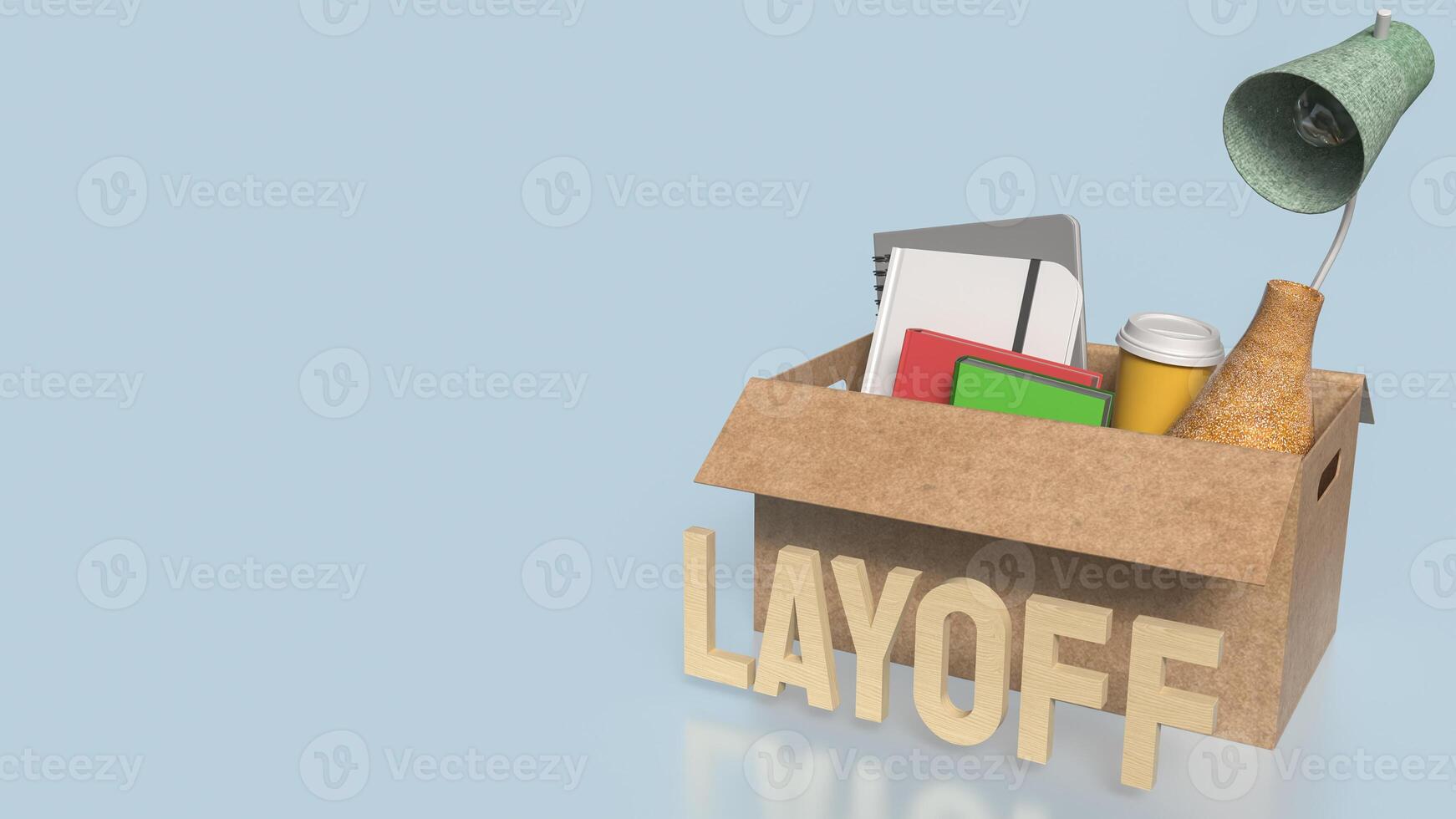 The equipment in paper Box for Layoff concept 3d rendering. photo