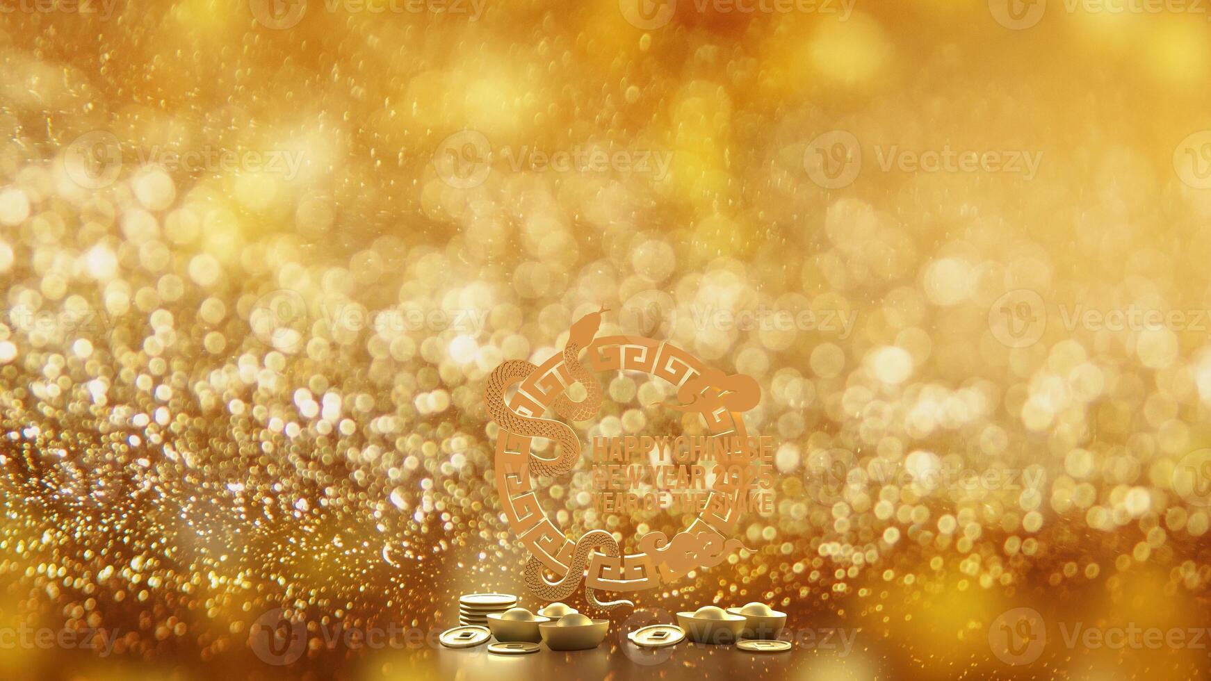 The Gold snake for Chinese New Year concept 3d rendering. photo