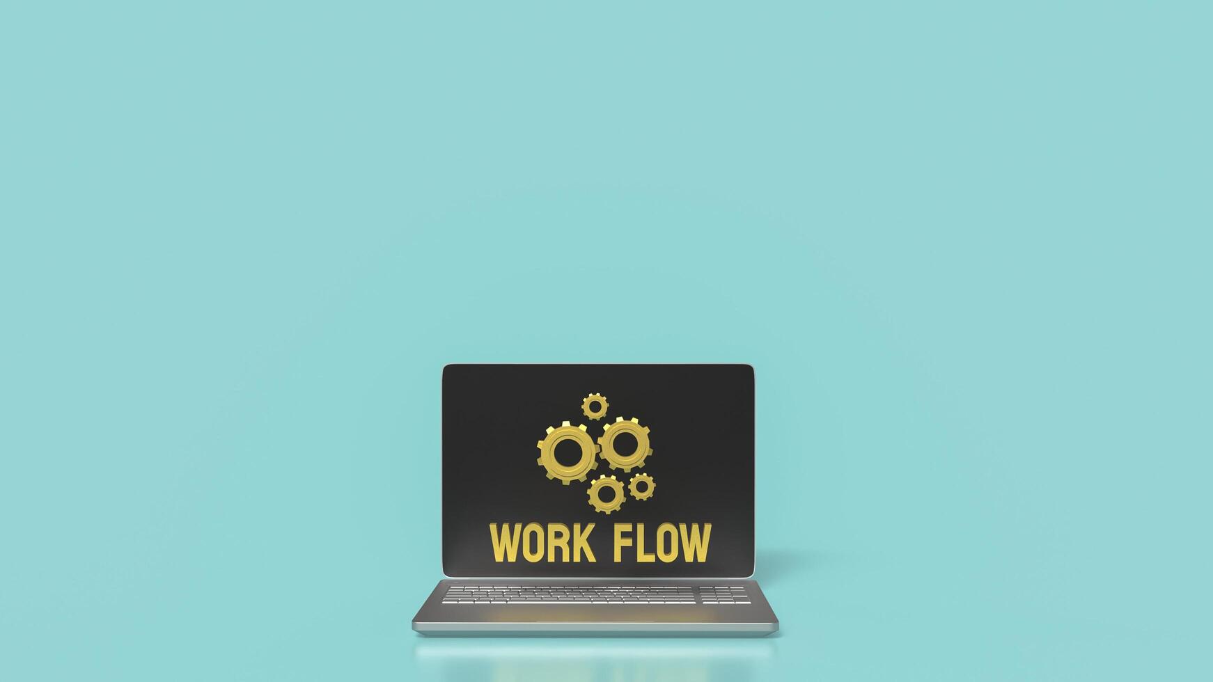 The Gear and work flow text for Business concept 3d rendering. photo