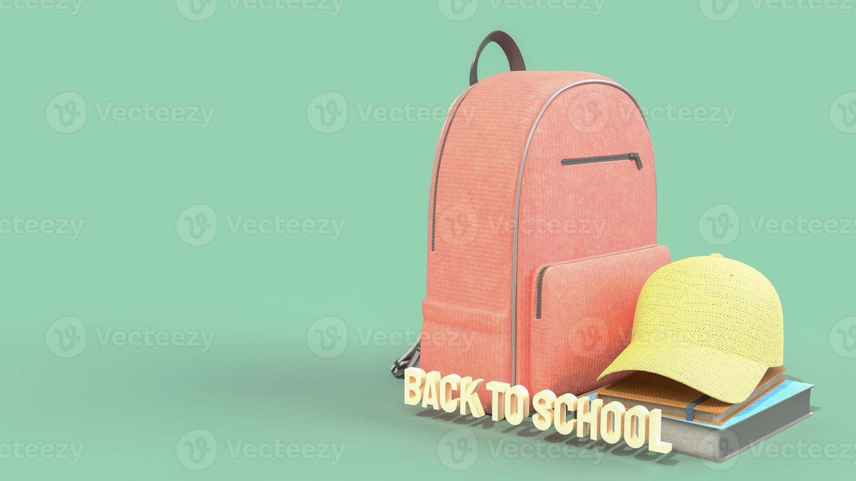 The Bag and Book for Back to school concept 3d rendering. photo