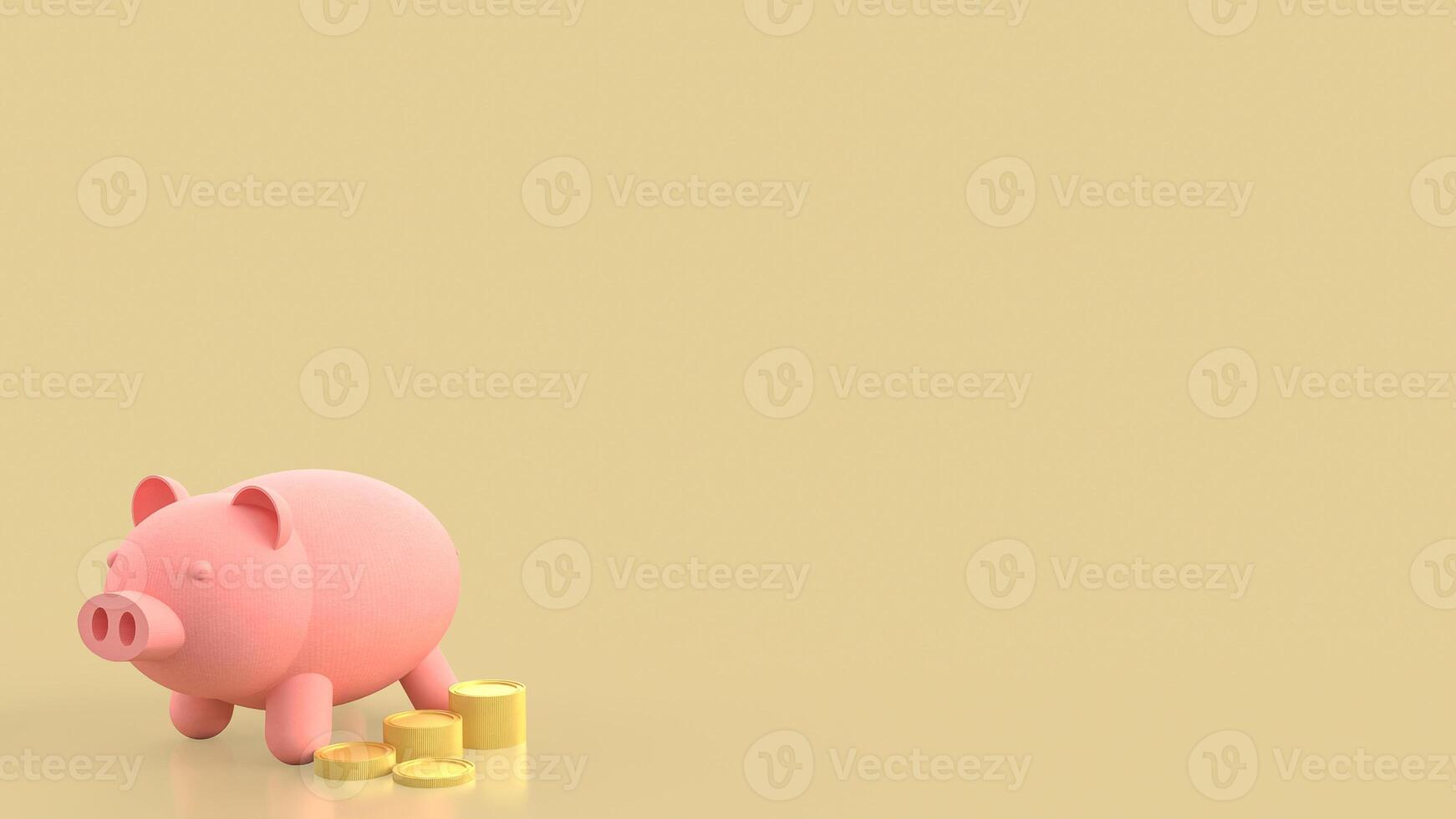 The piggy bank and coins for saving or earn concept 3d rendering. photo
