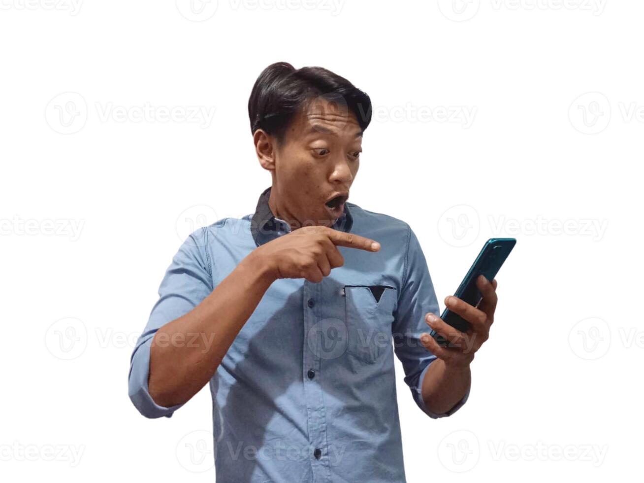 Business asian man, phone and smile with mockup for social media, advertising or marketing app photo