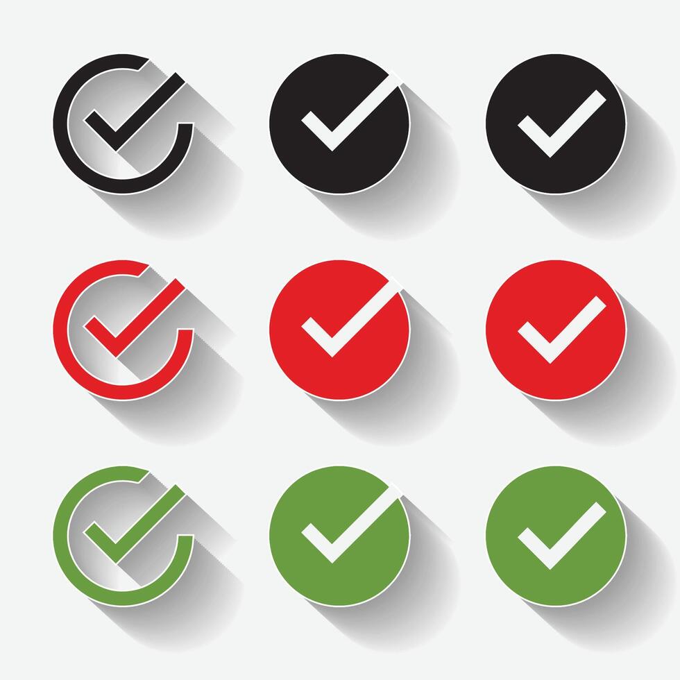 Isolated shadow checklist logo icon design with green, red and black color vector