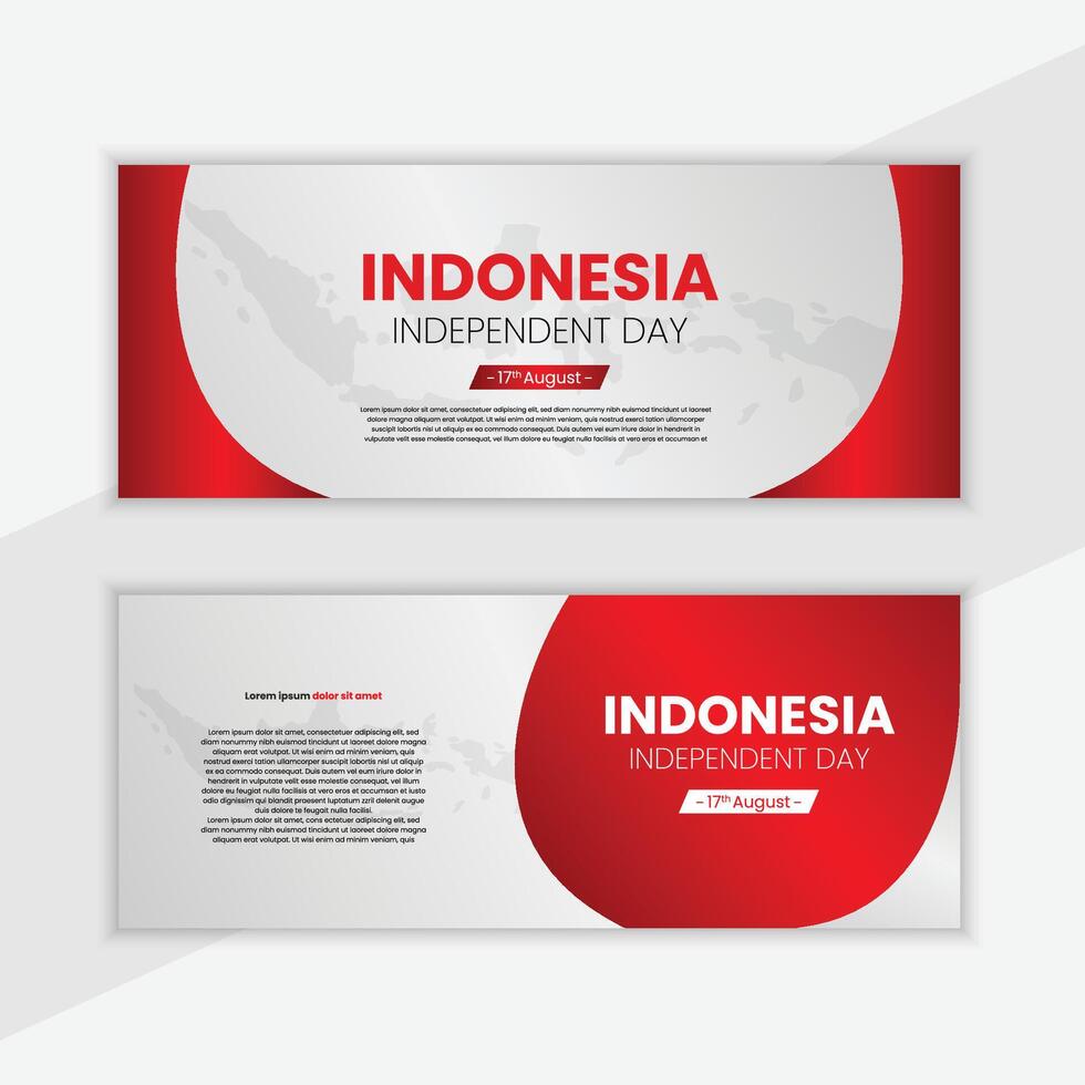Gradient indonesia independence day horizontal banner template collection vector