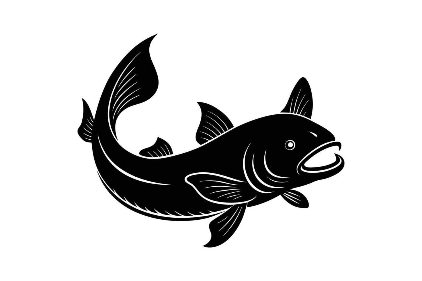Mekong Giant Catfish illustration in cartoon, clipart, and line art for digital use vector