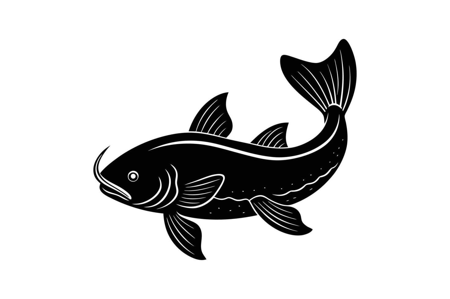 Mekong Giant Catfish illustration in cartoon, clipart, and line art for digital use vector