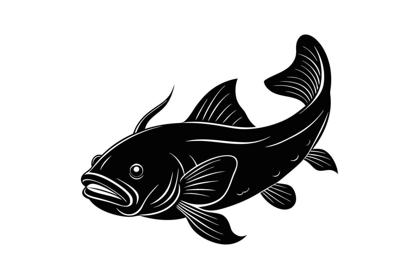 Mekong Giant Catfish illustration in cartoon, clipart, and line art for digital use vector