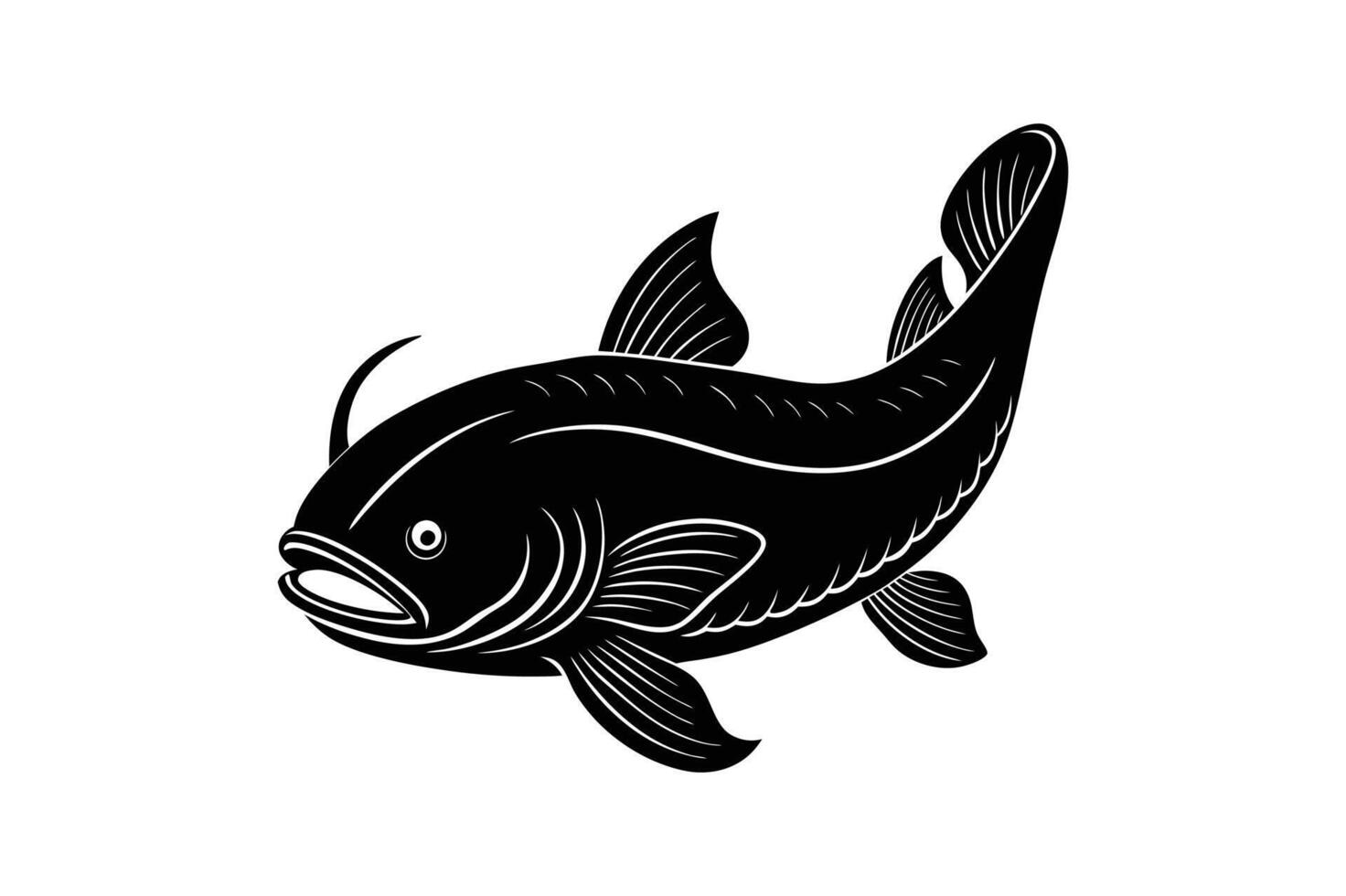 Mekong Giant Catfish illustration in cartoon, clipart, and line art for digital use vector
