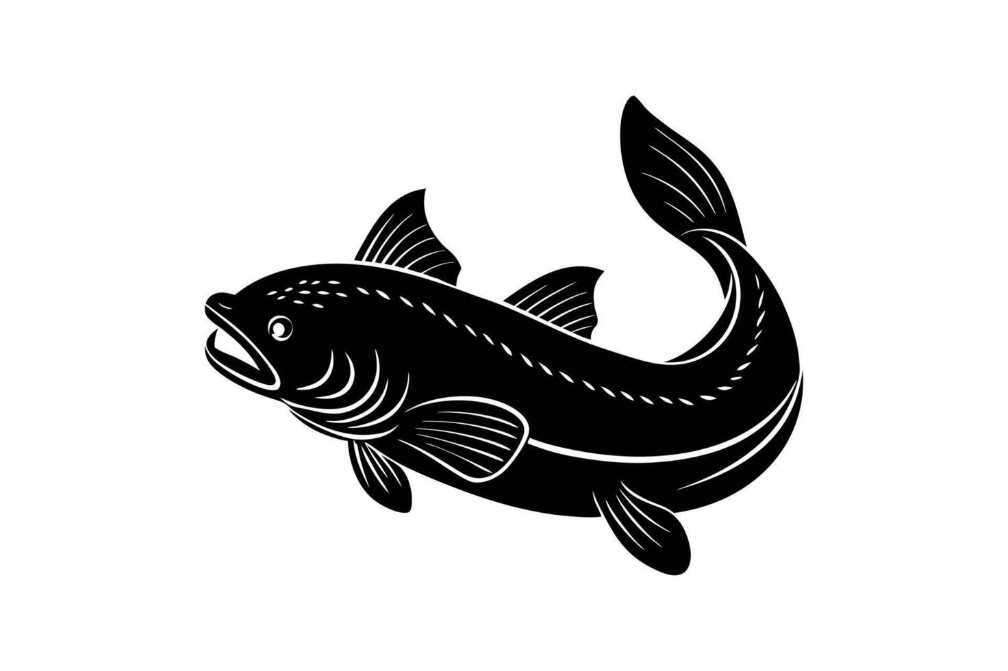 Mekong Giant Catfish illustration in cartoon, clipart, and line art for digital use vector
