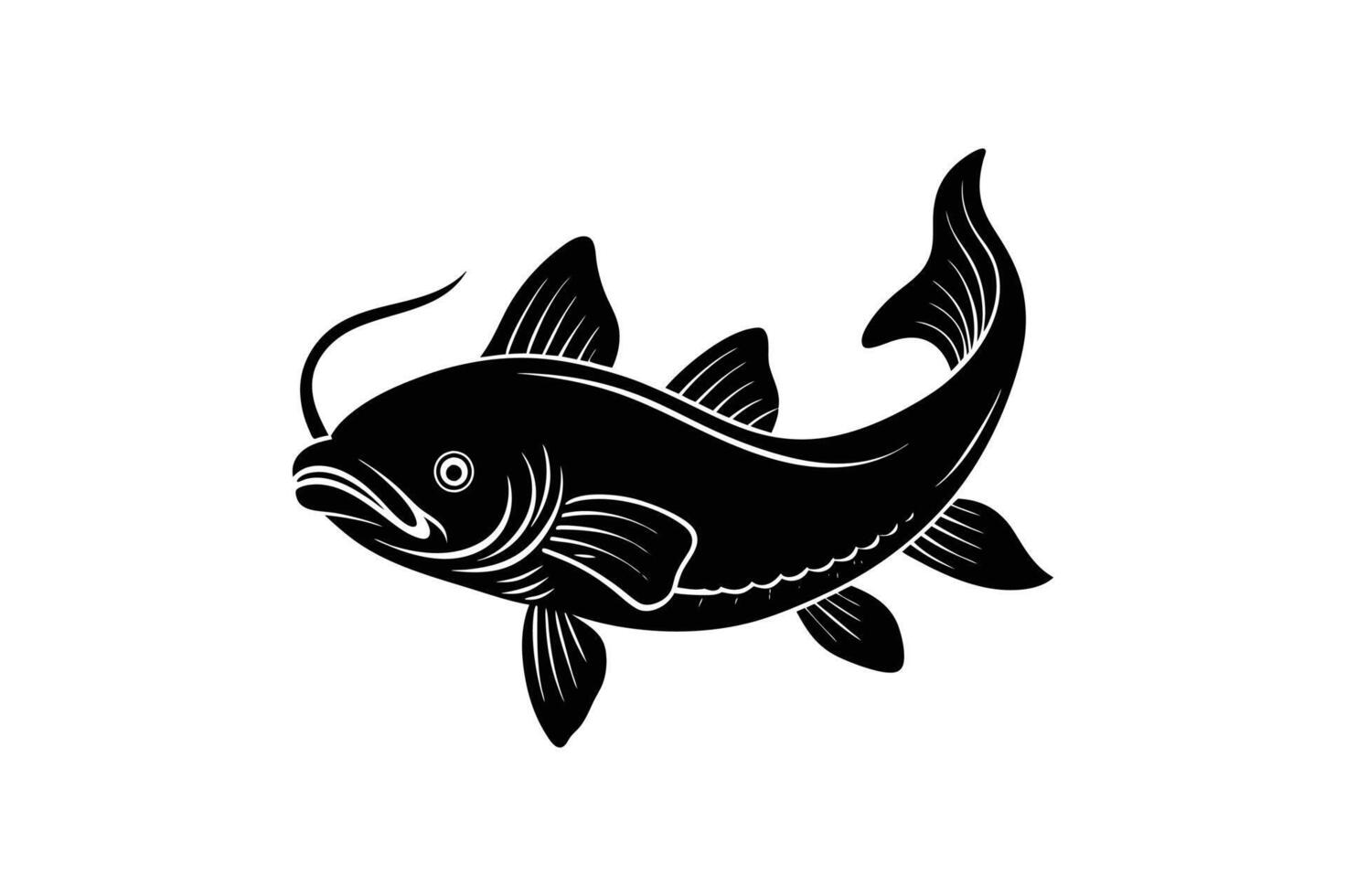 Mekong Giant Catfish illustration in cartoon, clipart, and line art for digital use vector