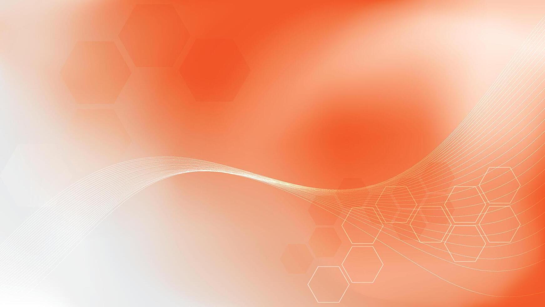Abstract white and orange color, modern design background with hexagonal shape and wavy lines. illustration. vector