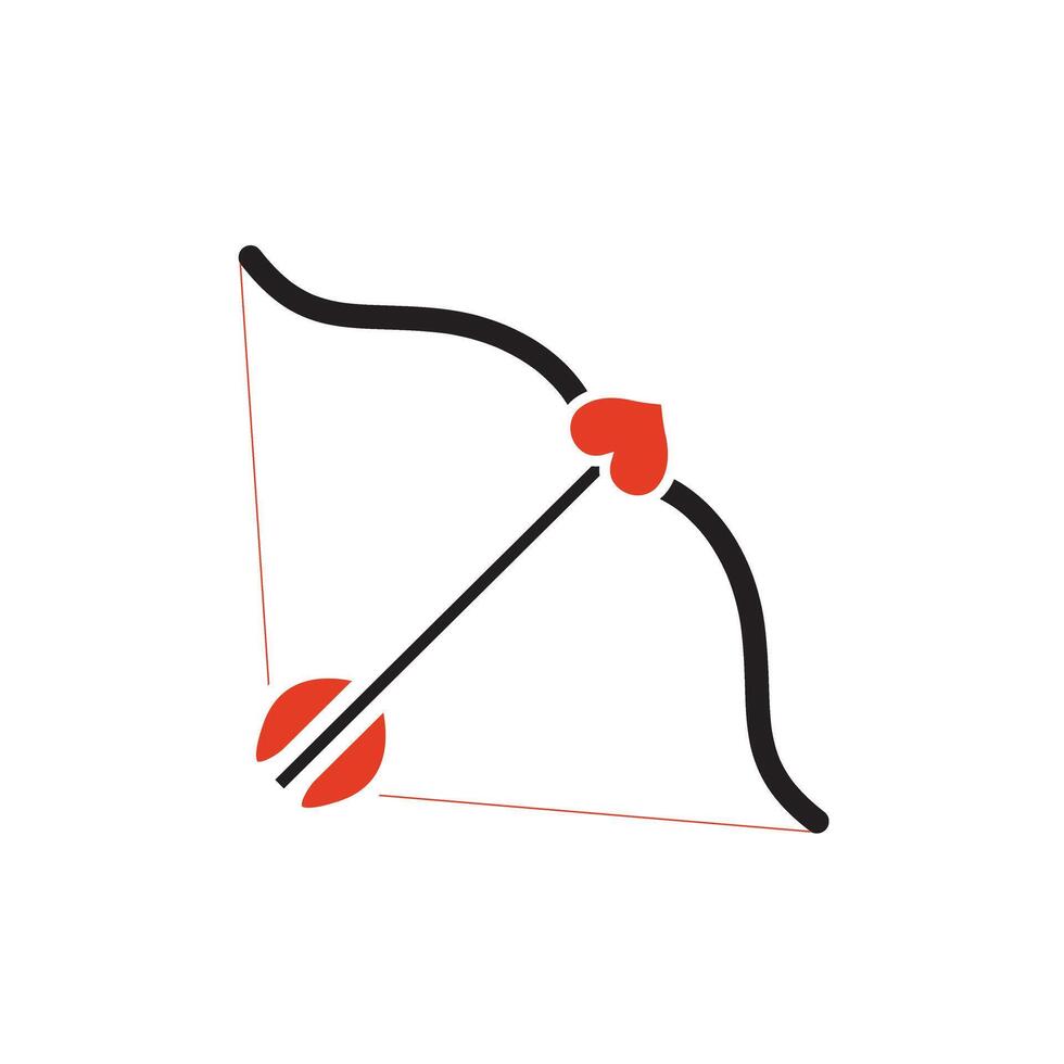 Cupid bow, arrow, heart Icon, simple design line icon. vector