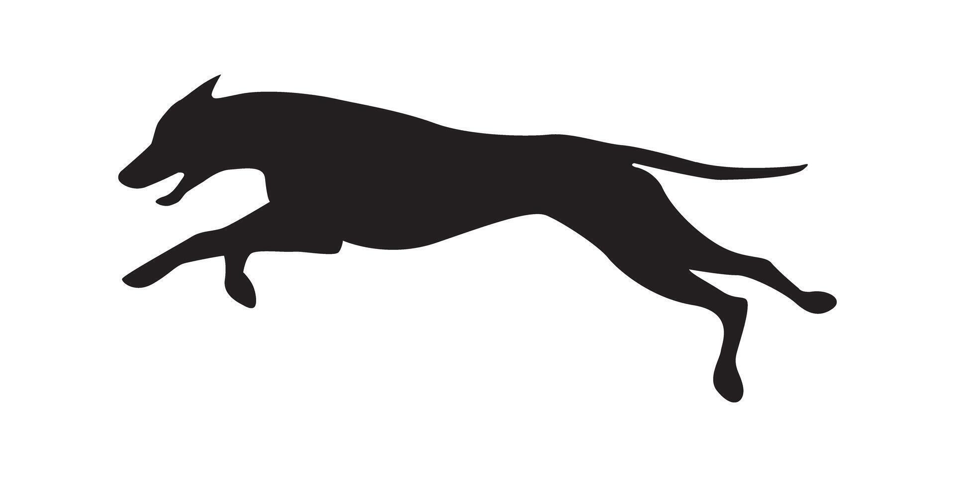 silhouette of dog running dog playing vector